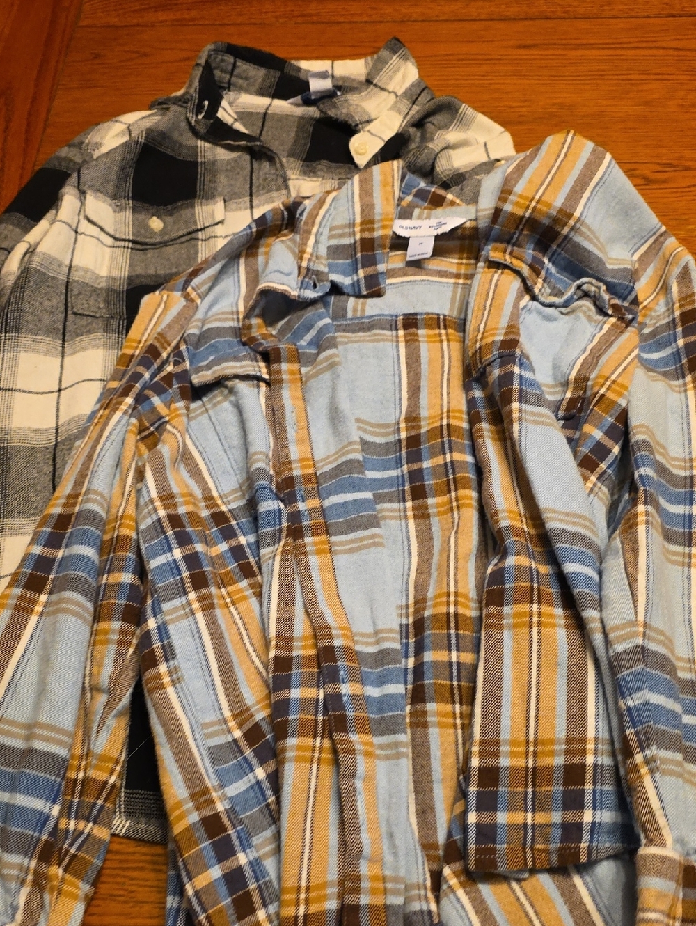 Old Navy Plaid Boyfriend Shirt - Blue, Tan, Brown
